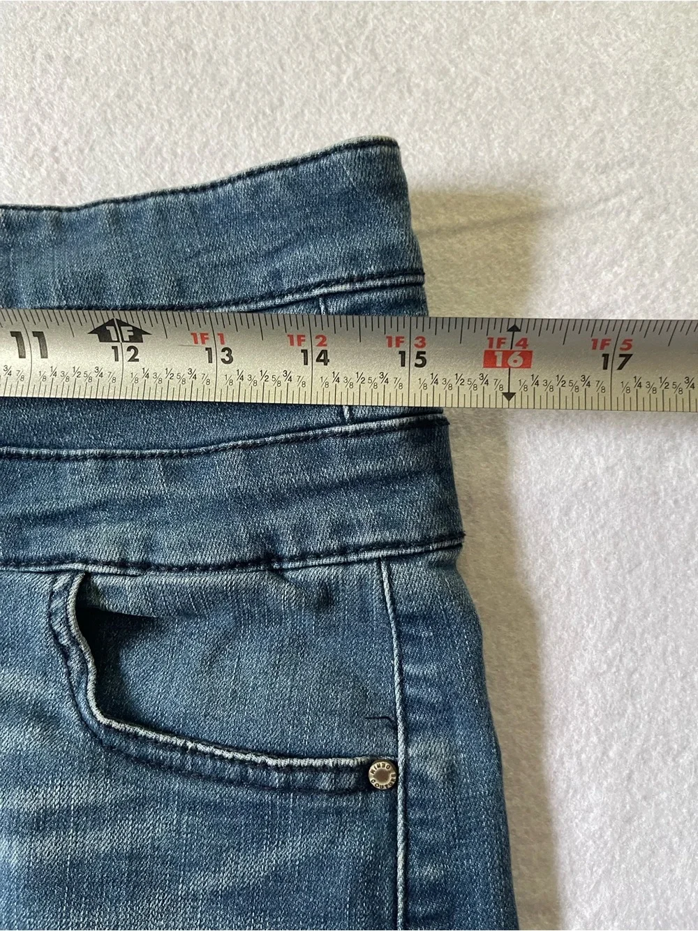 Tinseltown High-Waist Blue Denim Shorts with Triple-Button Front
